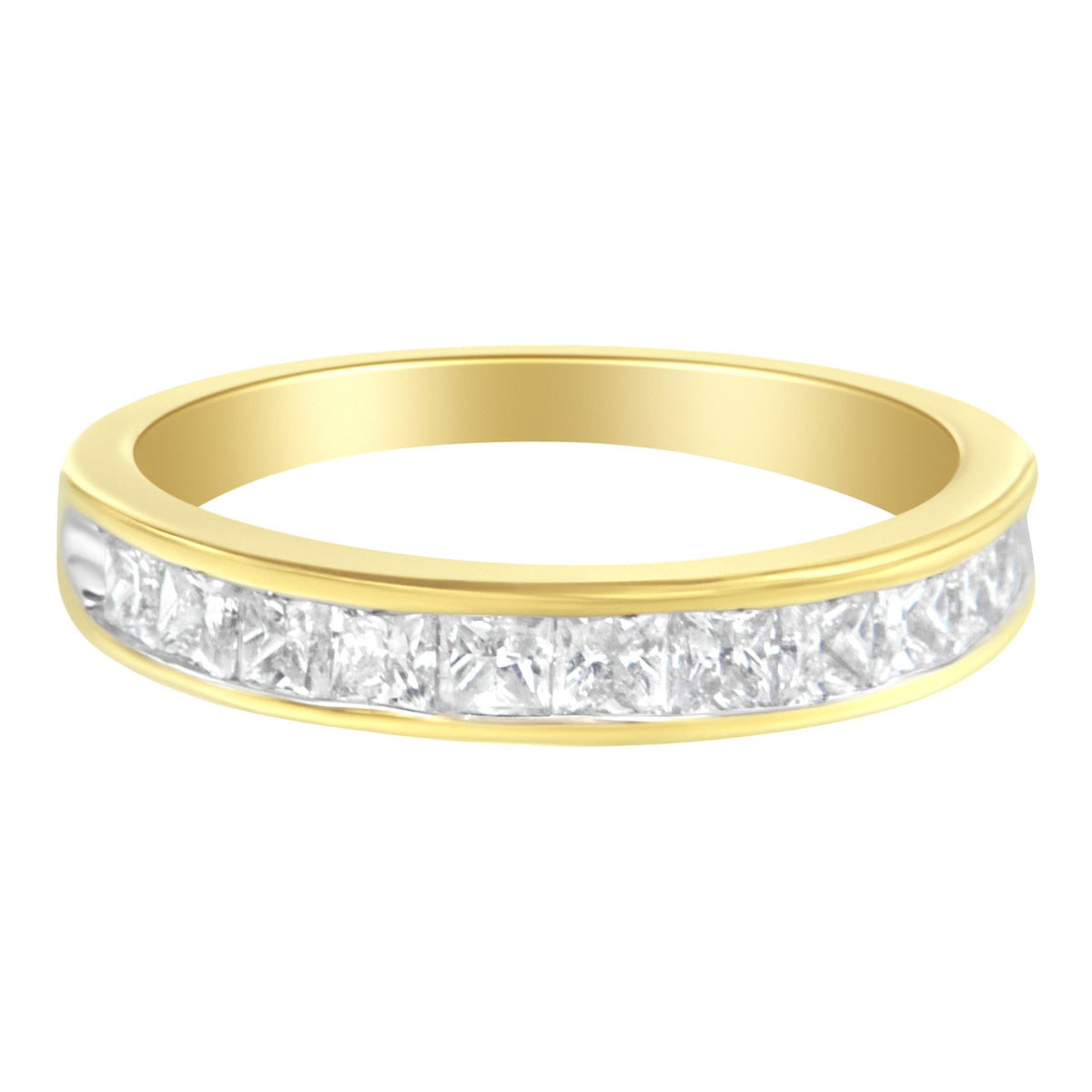 Women&#39;s 18K White Gold Princess Cut Diamond Band Ring (1 cttw, G-H Color, SI1-SI2 Clarity), Size 7 - LinkagejewelrydesignLinkagejewelrydesign