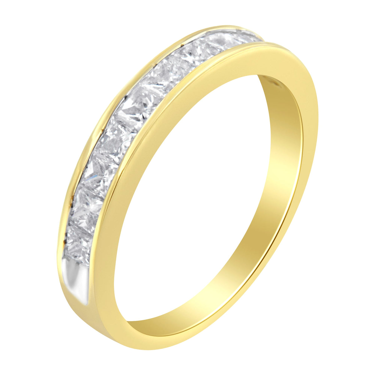 Women&#39;s 18K White Gold Princess Cut Diamond Band Ring (1 cttw, G-H Color, SI1-SI2 Clarity), Size 7 - LinkagejewelrydesignLinkagejewelrydesign