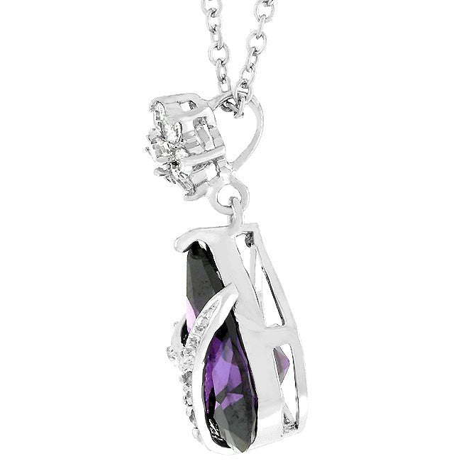 Wrapped Amethyst Purple Cubic Zirconia Pendant - LinkagejewelrydesignLinkagejewelrydesign