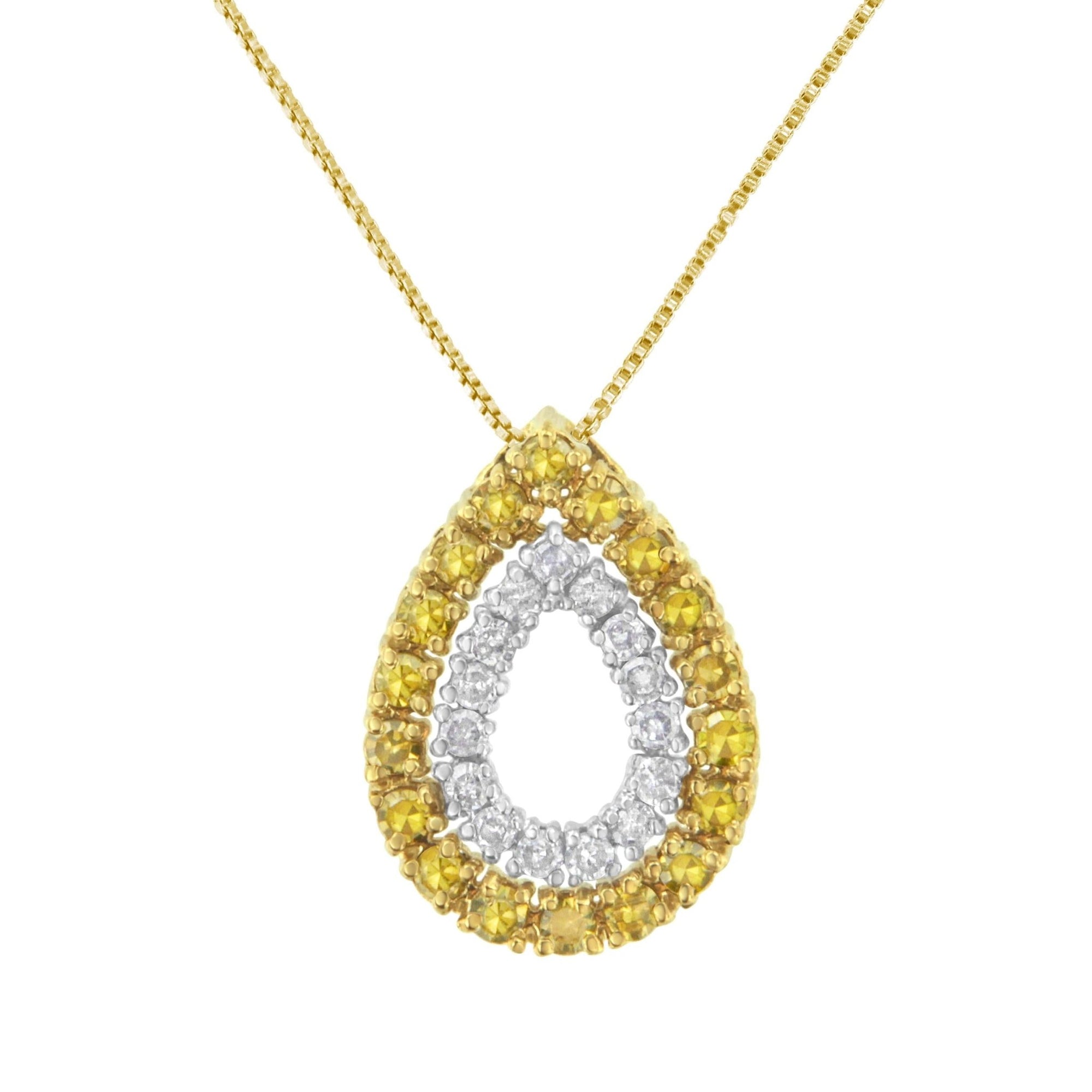 Yellow Gold Plated Sterling Silver Treated Yellow Diamond Pear Shape Pendant Necklace (1/2 cttw, Yellow Color, I2-I3 Clarity) - LinkagejewelrydesignLinkagejewelrydesign