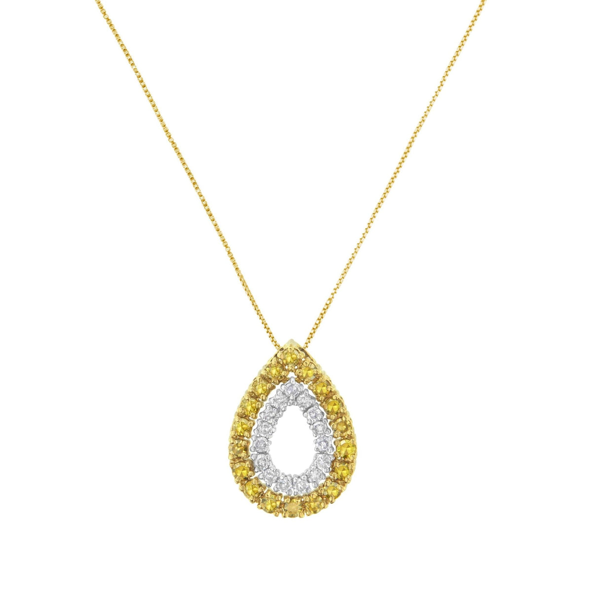 Yellow Gold Plated Sterling Silver Treated Yellow Diamond Pear Shape Pendant Necklace (1/2 cttw, Yellow Color, I2-I3 Clarity) - LinkagejewelrydesignLinkagejewelrydesign
