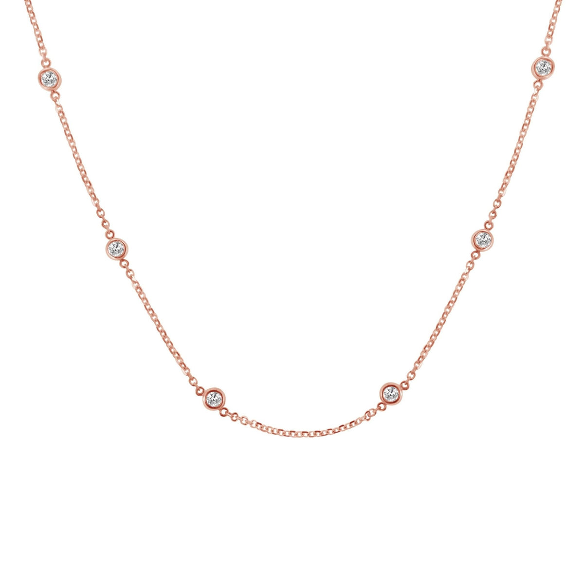 Yellow Plated Sterling Silver Bezel-Set Diamond Station Necklace (1 cttw, J-K Color, I1-I2 Clarity) - LinkagejewelrydesignLinkagejewelrydesign