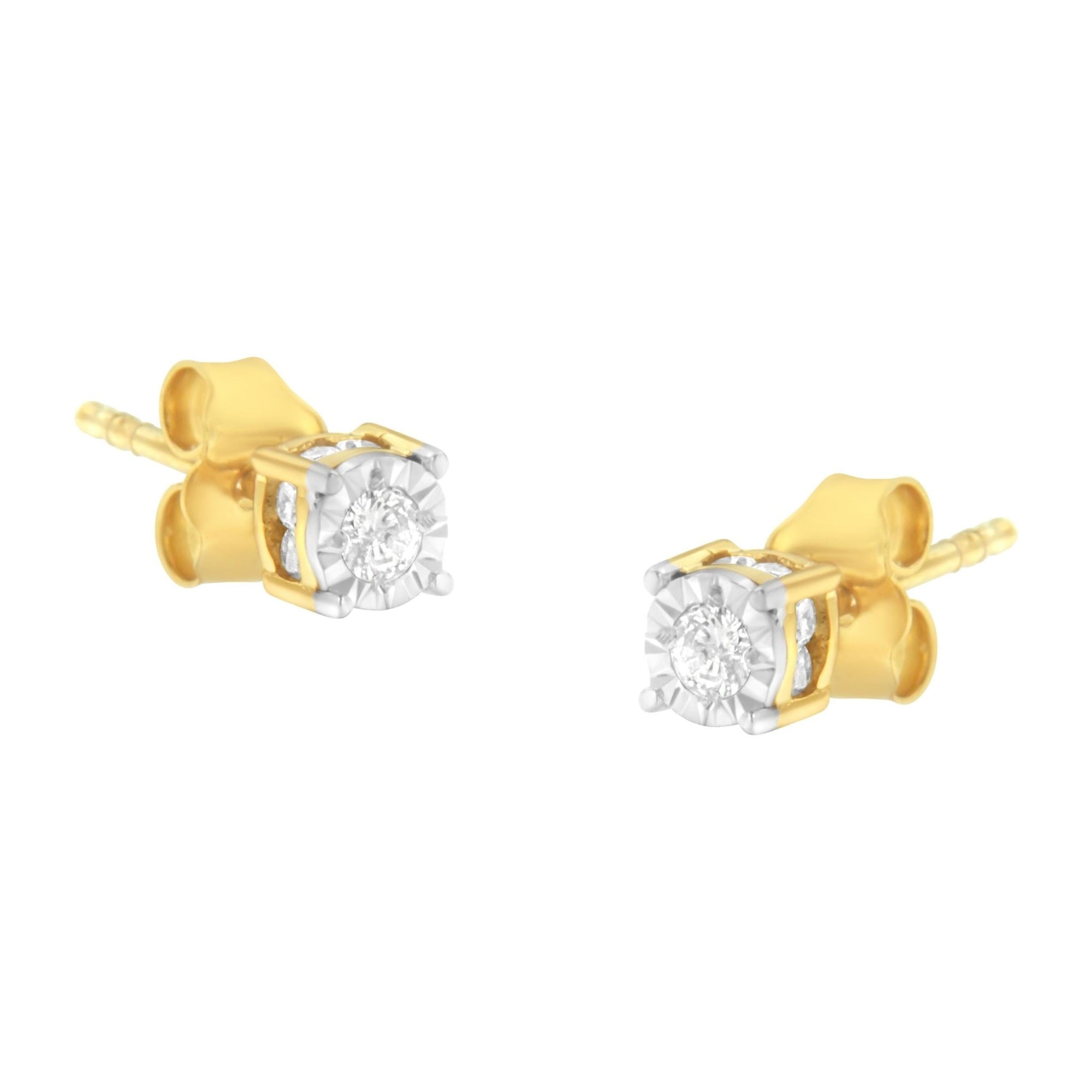 Yellow Plated Sterling Silver Diamond Stud Earring (1/4 cttw, I-J Color, I2-I3 Clarity) - LinkagejewelrydesignLinkagejewelrydesign