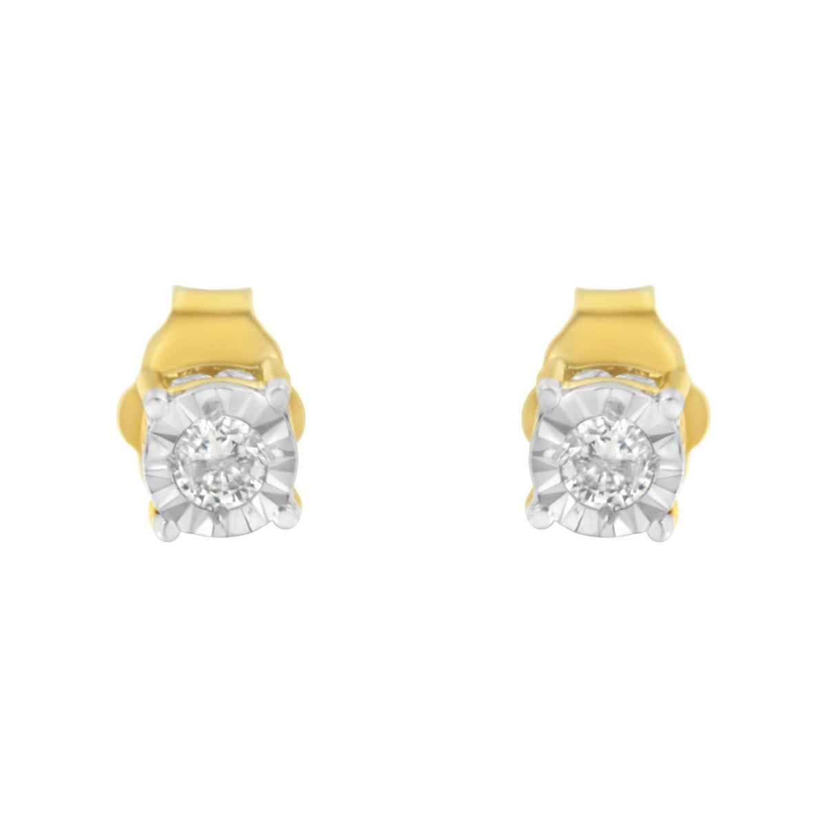 Yellow Plated Sterling Silver Diamond Stud Earring (1/4 cttw, I-J Color, I2-I3 Clarity) - LinkagejewelrydesignLinkagejewelrydesign