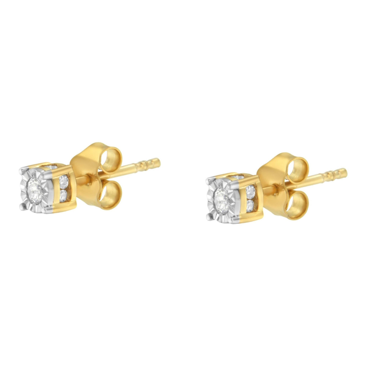Yellow Plated Sterling Silver Diamond Stud Earring (1/4 cttw, I-J Color, I2-I3 Clarity) - LinkagejewelrydesignLinkagejewelrydesign