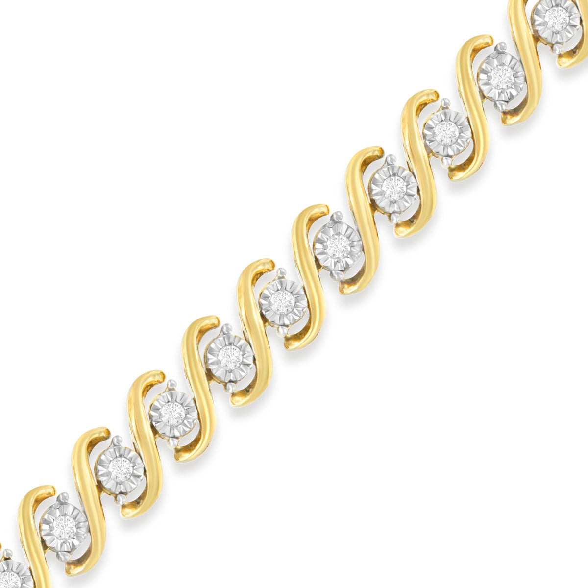 Yellow Plated Sterling Silver Round-Cut Diamond Bracelet (0.5 cttw, H-I Color, I2-I3 Clarity) - LinkagejewelrydesignLinkagejewelrydesign