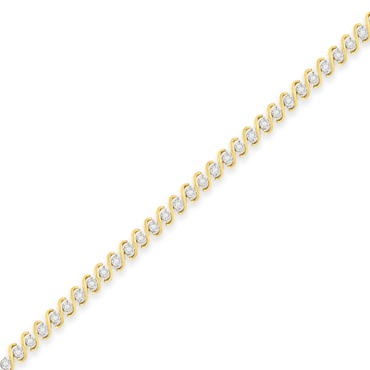 Yellow Plated Sterling Silver Round-Cut Diamond Bracelet (0.5 cttw, H-I Color, I2-I3 Clarity) - LinkagejewelrydesignLinkagejewelrydesign