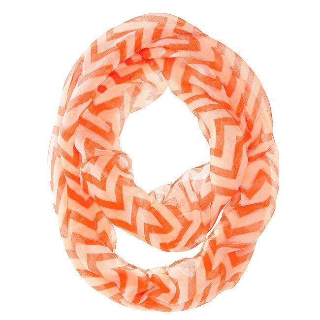 Zig Zag Neon Orange Infinity Scarf - LinkagejewelrydesignLinkagejewelrydesign