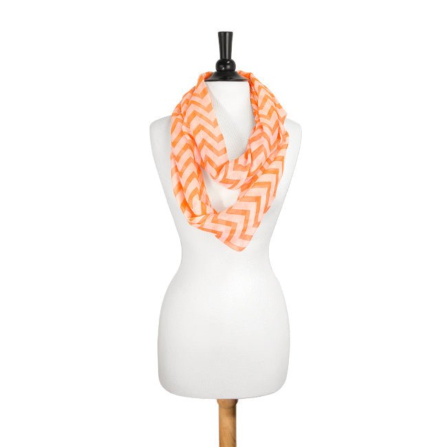 Zig Zag Neon Orange Infinity Scarf - LinkagejewelrydesignLinkagejewelrydesign